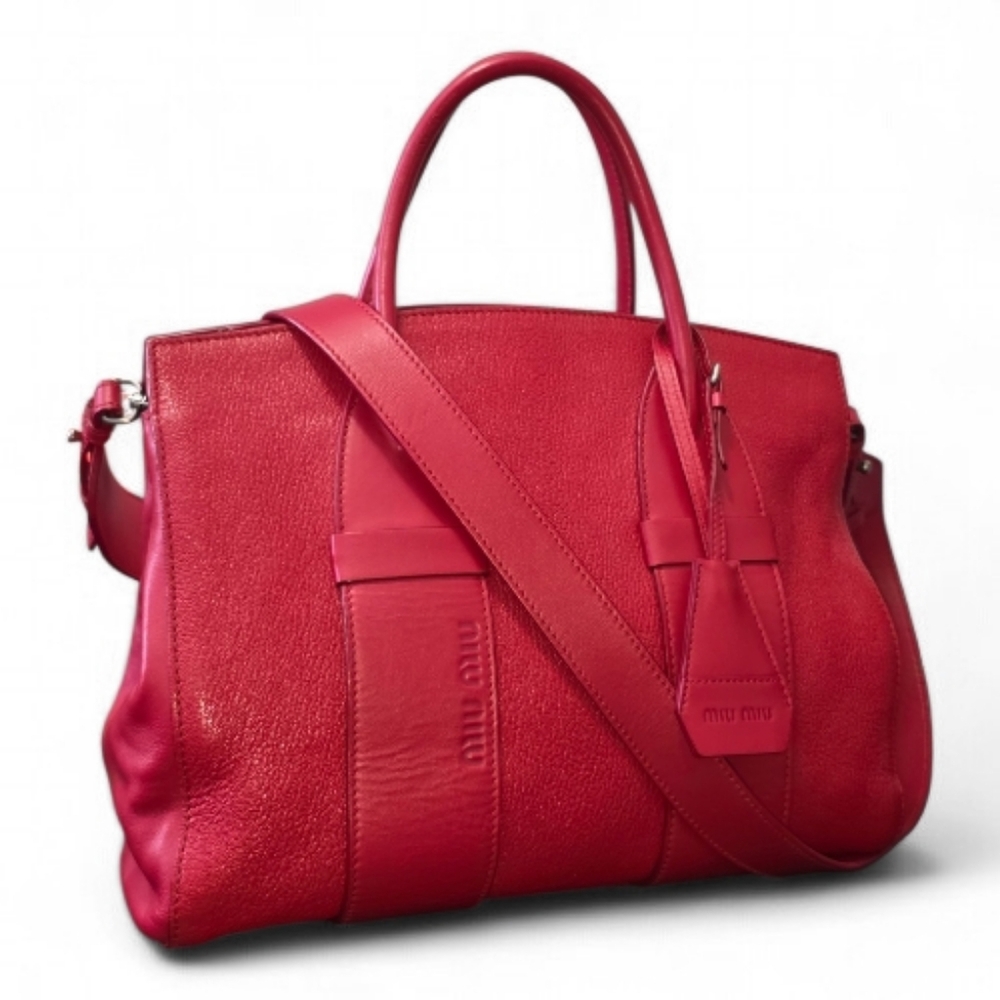 Miu Miu Madras Red Satchel